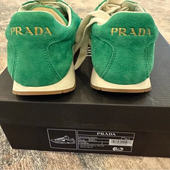 NIB Prada Suede Sneakers in Green - Picture 7 of 10